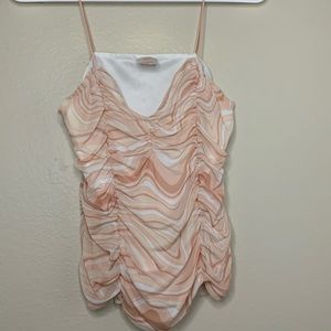 Pink and white spaghetti strap cropped top